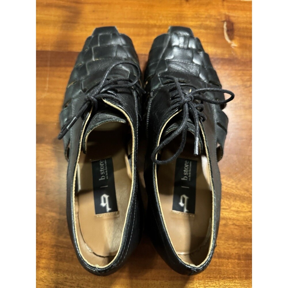 Vintage b Store London Black Leather Fisherman Huarache Oxford Shoes Mens US 11 - Picture 5 of 8